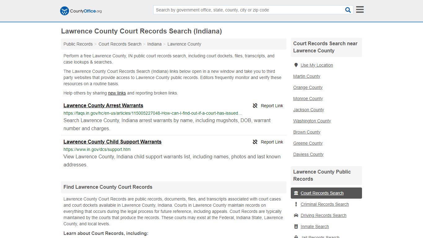 Lawrence County Court Records Search (Indiana) - County Office