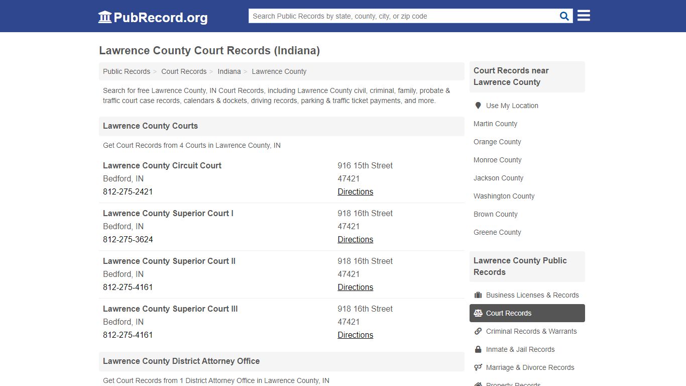 Free Lawrence County Court Records (Indiana Court Records) - PubRecord.org